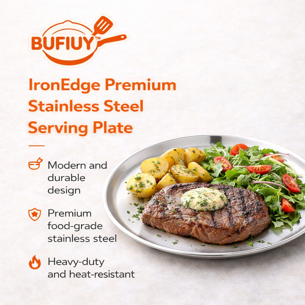 BUFIUY™ IronEdge Premium Stainless Steel Serving Plate